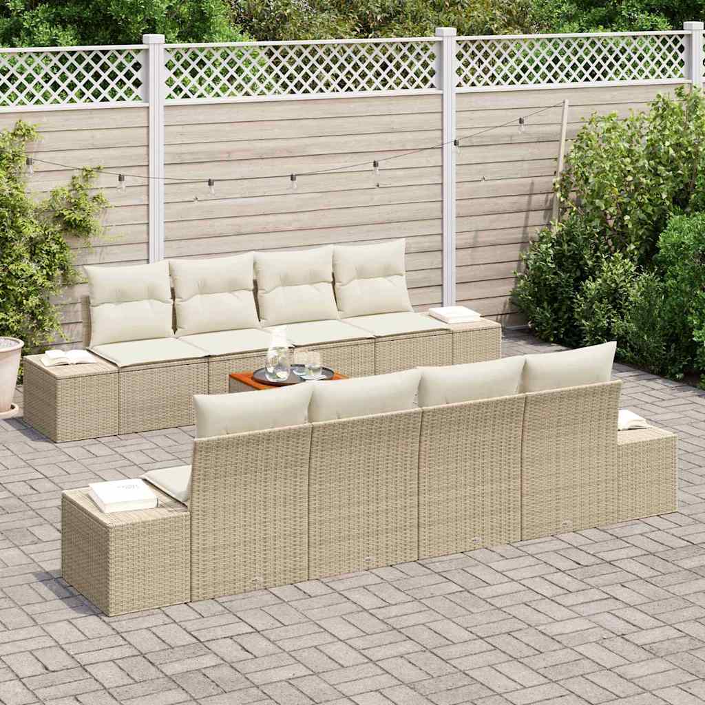 Tuinbankenset met kussen 9 pcs Beige poly rattan is nu te koop bij PeponiXL, paradijselijk wonen!