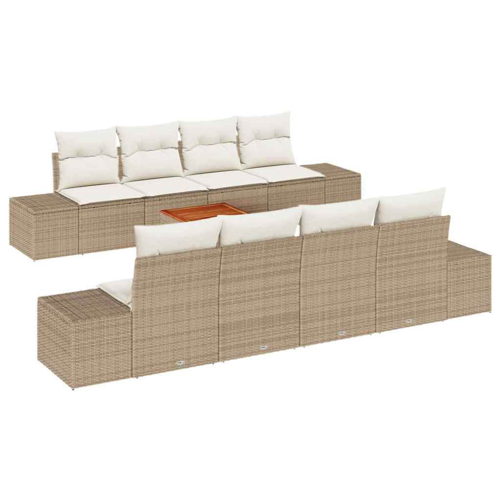 Tuinbankenset met kussen 9 pcs Beige poly rattan is nu te koop bij PeponiXL, paradijselijk wonen!