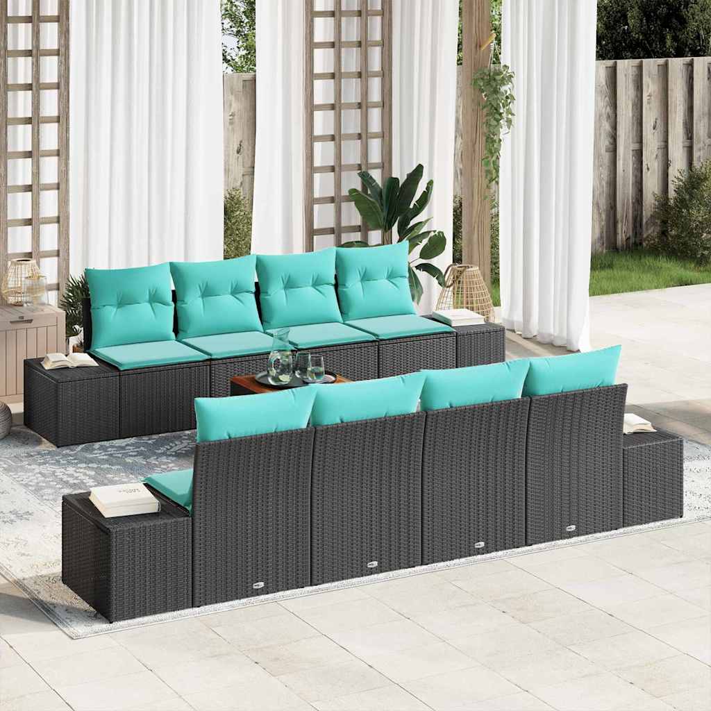 Tuinbankenset 9 st Zwart poly rattan