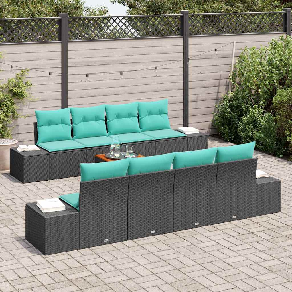 Tuinbankenset 9 st Zwart poly rattan
