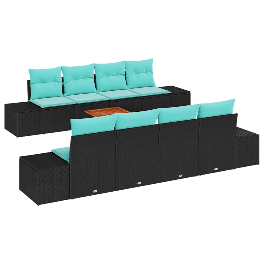 Tuinbankenset 9 st Zwart poly rattan