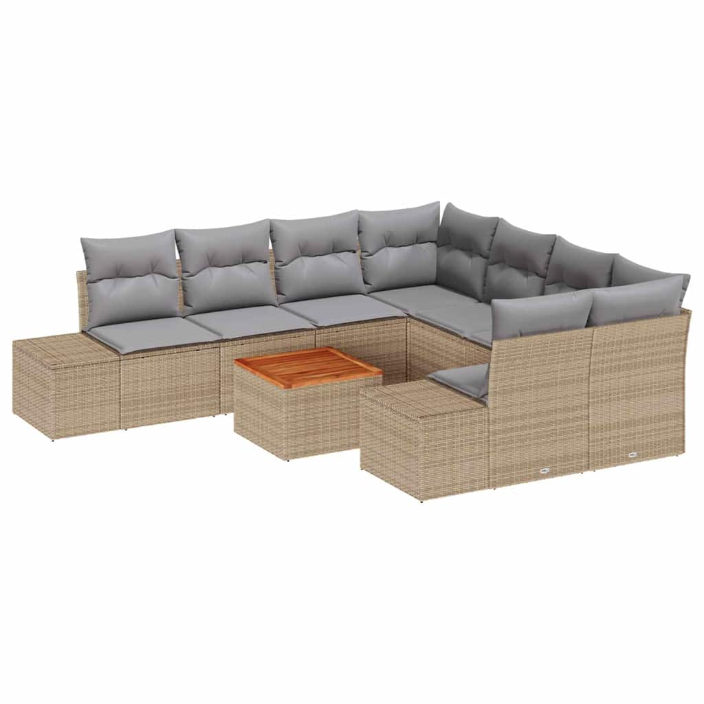 Tuinbankenset met kussen 9 pcs Beige poly rattan is nu te koop bij PeponiXL, paradijselijk wonen!