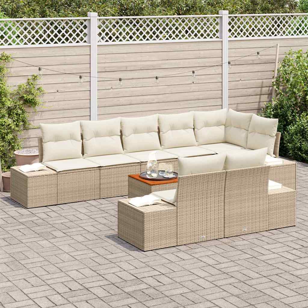 Tuinbankenset met kussen 9 pcs Beige poly rattan is nu te koop bij PeponiXL, paradijselijk wonen!