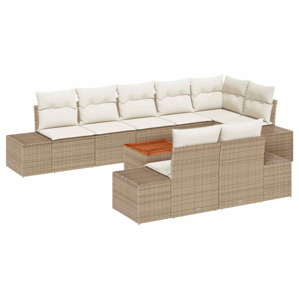 Tuinbankenset met kussen 9 pcs Beige poly rattan is nu te koop bij PeponiXL, paradijselijk wonen!