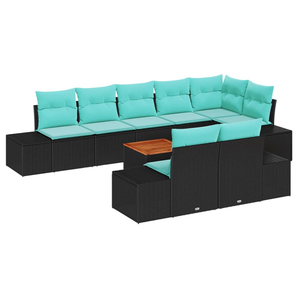 Tuinbankenset 9 st Zwart poly rattan