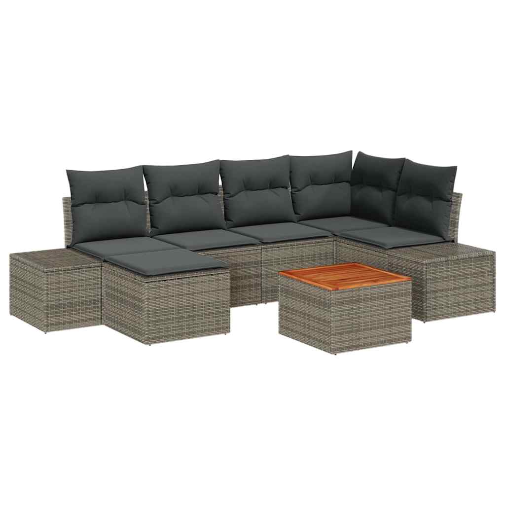 Tuinbankenset met kussen 7 pcs Grijs poly rattan is nu te koop bij PeponiXL, paradijselijk wonen!