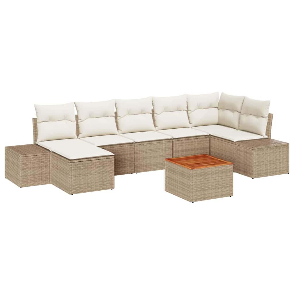 Tuinbankenset met kussen 8 pcs Beige poly rattan is nu te koop bij PeponiXL, paradijselijk wonen!