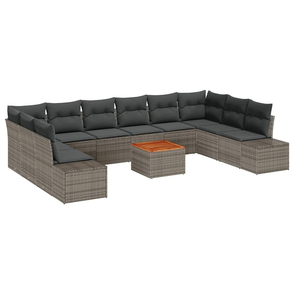 Tuinbankenset met kussen 11 pcs Grijs poly rattan is nu te koop bij PeponiXL, paradijselijk wonen!
