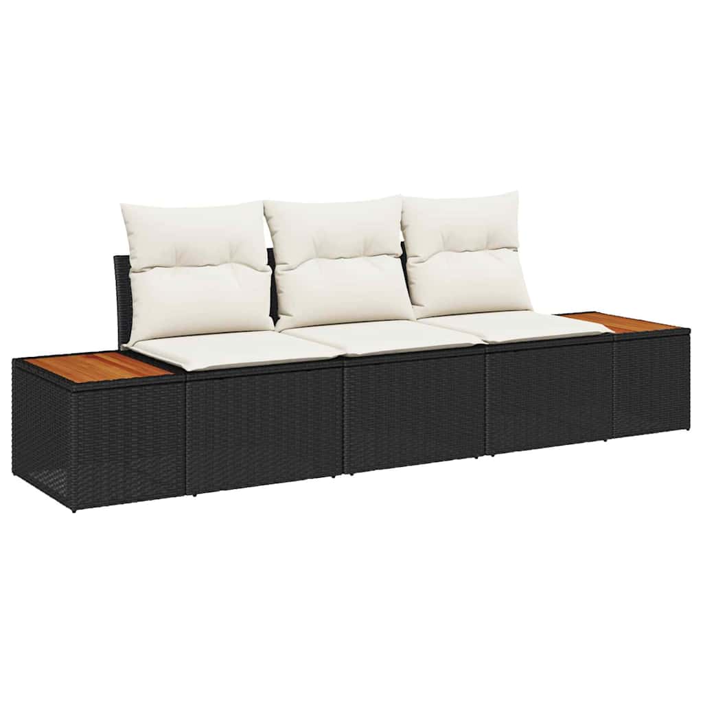 Tuin Sofa Set met kussen 3 pcs Zwart poly rattan is nu te koop bij PeponiXL, paradijselijk wonen!