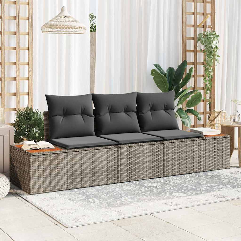Tuin Sofa Set met kussen 3 pcs Grijs poly rattan is nu te koop bij PeponiXL, paradijselijk wonen!
