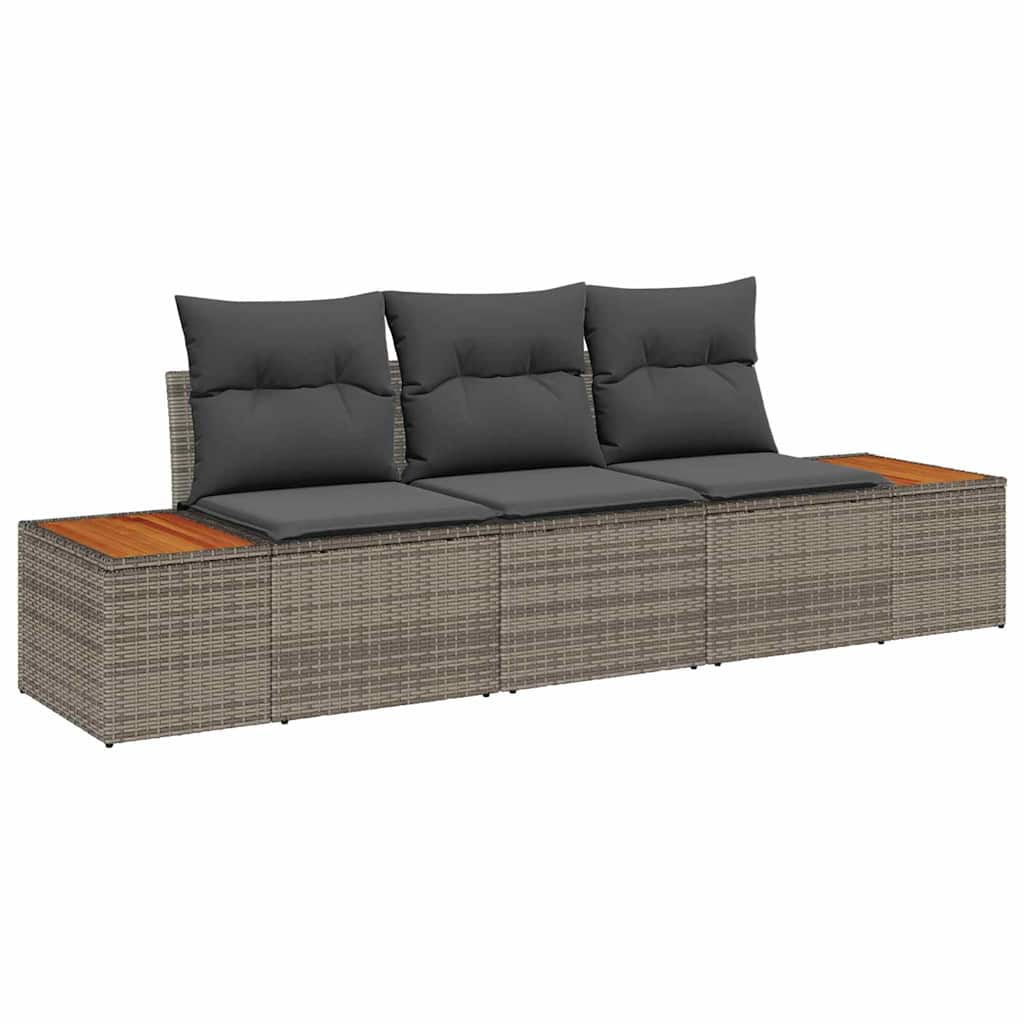 Tuin Sofa Set met kussen 3 pcs Grijs poly rattan is nu te koop bij PeponiXL, paradijselijk wonen!