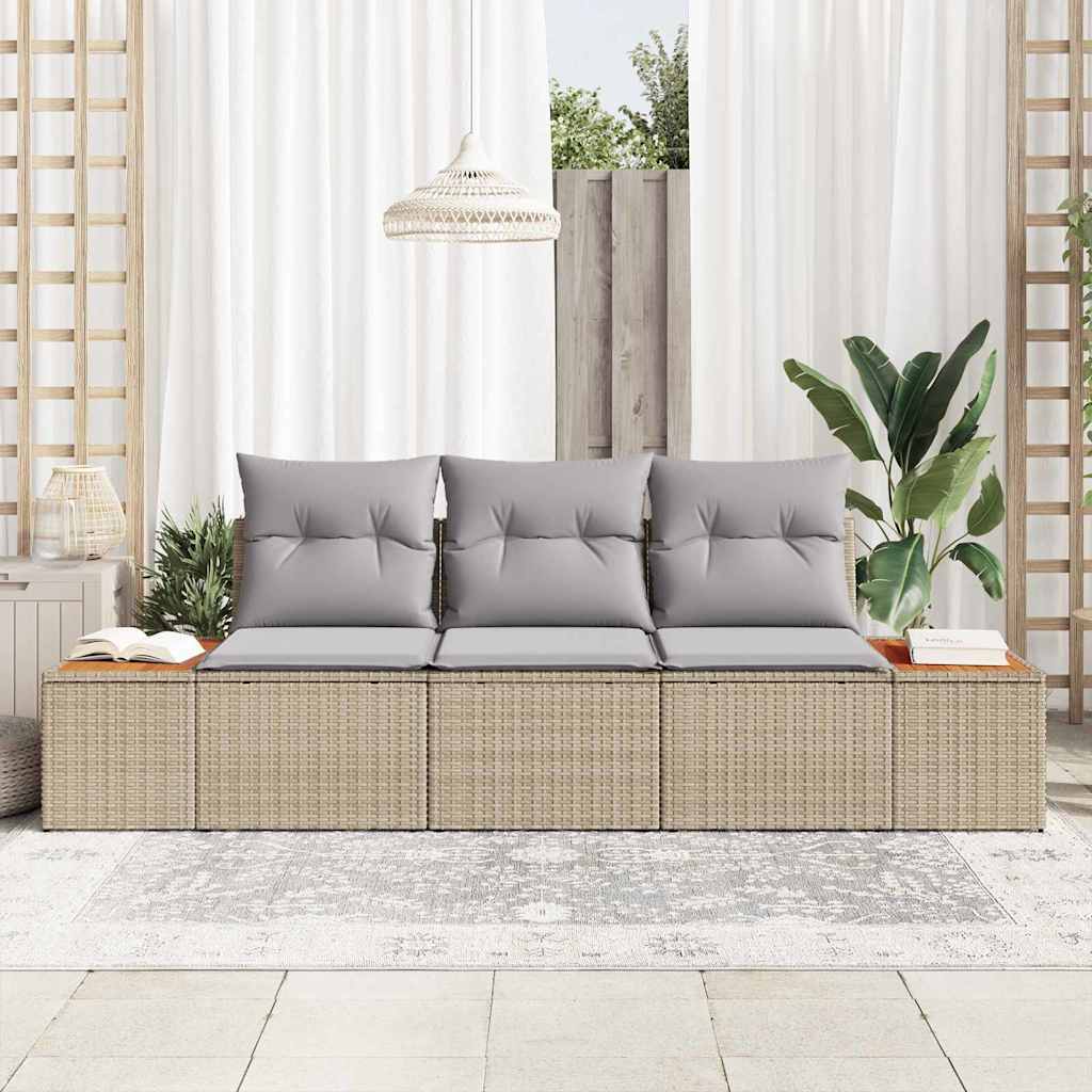 Tuin Sofa Set met kussen 3 pcs Beige poly rattan is nu te koop bij PeponiXL, paradijselijk wonen!