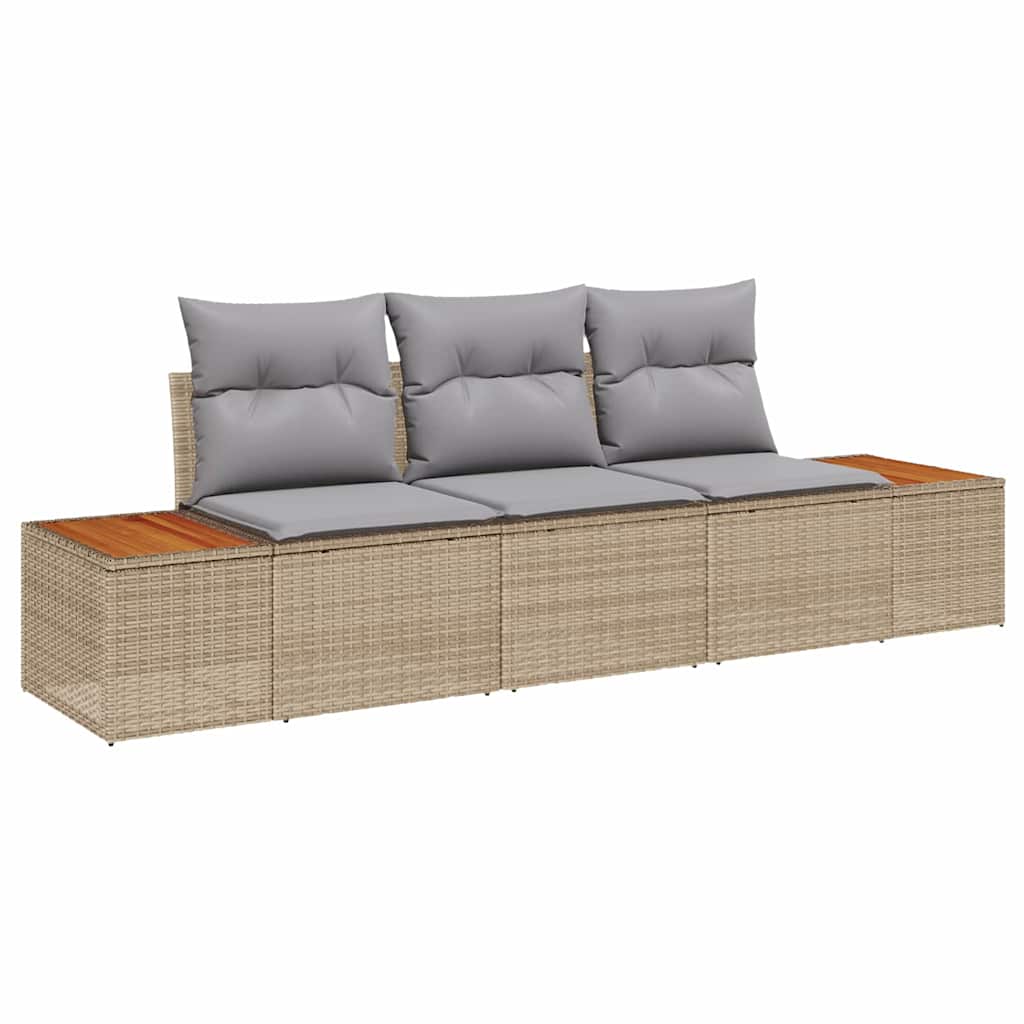 Tuin Sofa Set met kussen 3 pcs Beige poly rattan is nu te koop bij PeponiXL, paradijselijk wonen!