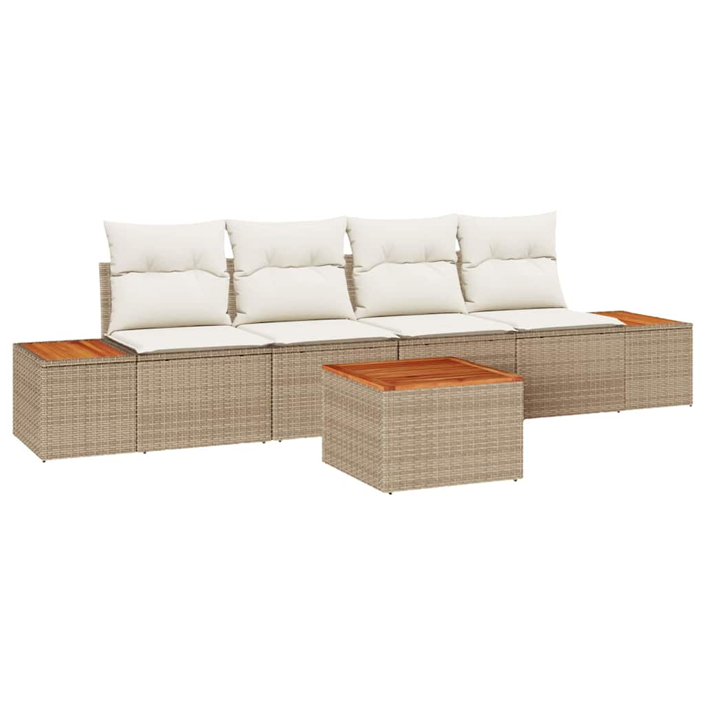 Tuinbankenset met kussen 5 pcs Beige Poly riet is nu te koop bij PeponiXL, paradijselijk wonen!
