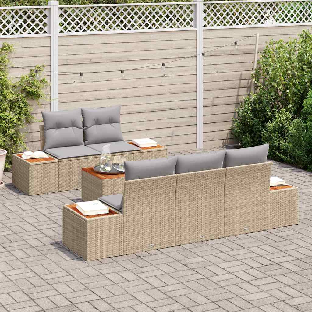 Tuinbankenset met kussen 6 pcs Beige Poly riet is nu te koop bij PeponiXL, paradijselijk wonen!