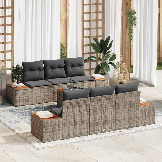 Tuinbankenset met kussen 7 pcs Grijs Poly riet is nu te koop bij PeponiXL, paradijselijk wonen!