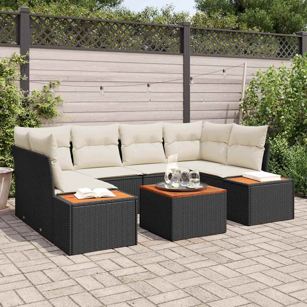 Tuinbankenset met kussen 6 pcs Zwart Poly riet is nu te koop bij PeponiXL, paradijselijk wonen!
