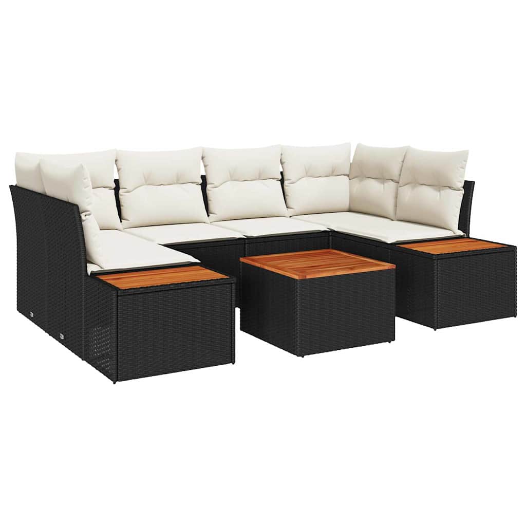 Tuinbankenset met kussen 6 pcs Zwart Poly riet is nu te koop bij PeponiXL, paradijselijk wonen!