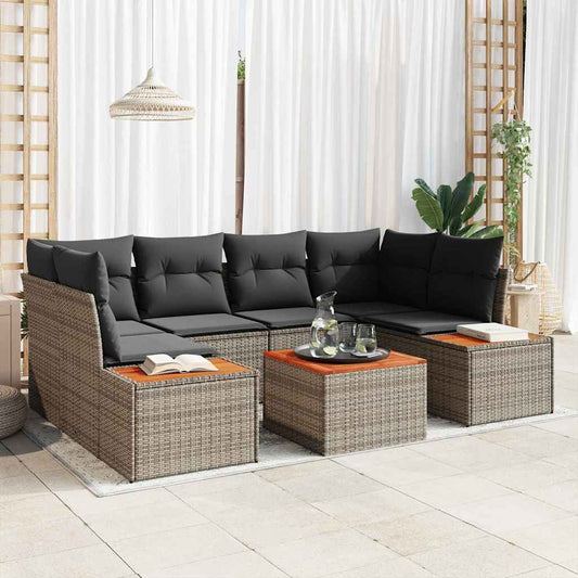 Tuinbankenset met kussen 6 pcs Grijs Poly riet is nu te koop bij PeponiXL, paradijselijk wonen!