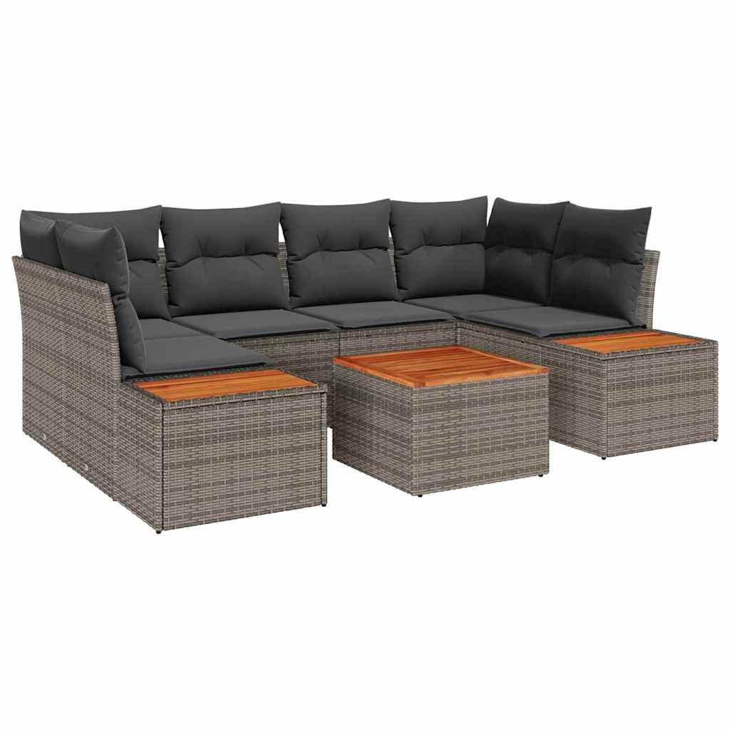 Tuinbankenset met kussen 6 pcs Grijs Poly riet is nu te koop bij PeponiXL, paradijselijk wonen!