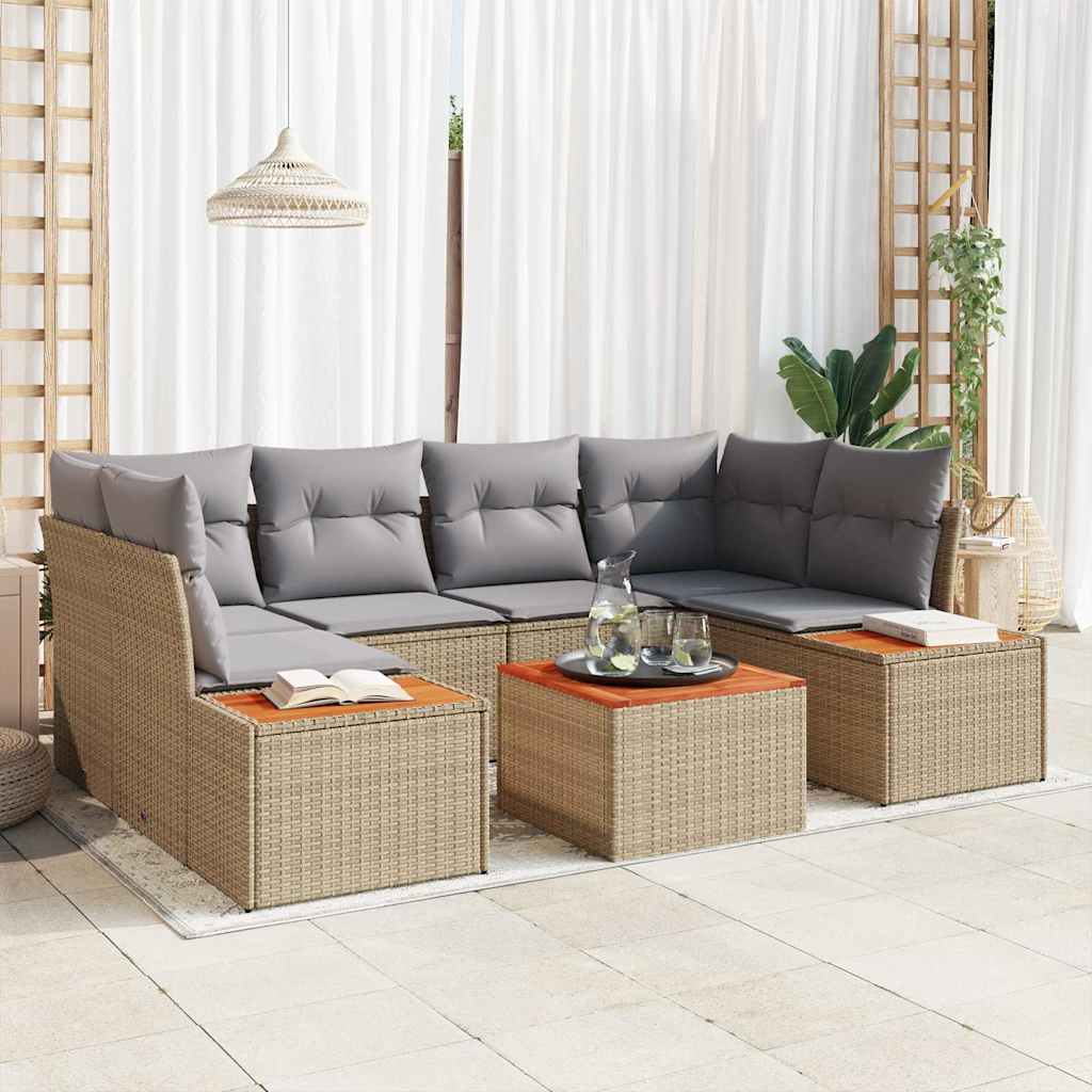 Tuinbankenset met kussen 6 pcs Beige Poly riet is nu te koop bij PeponiXL, paradijselijk wonen!