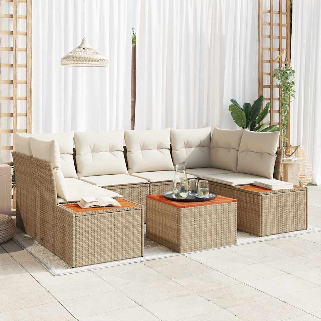 Tuinbankenset met kussen 6 pcs Beige Poly riet is nu te koop bij PeponiXL, paradijselijk wonen!