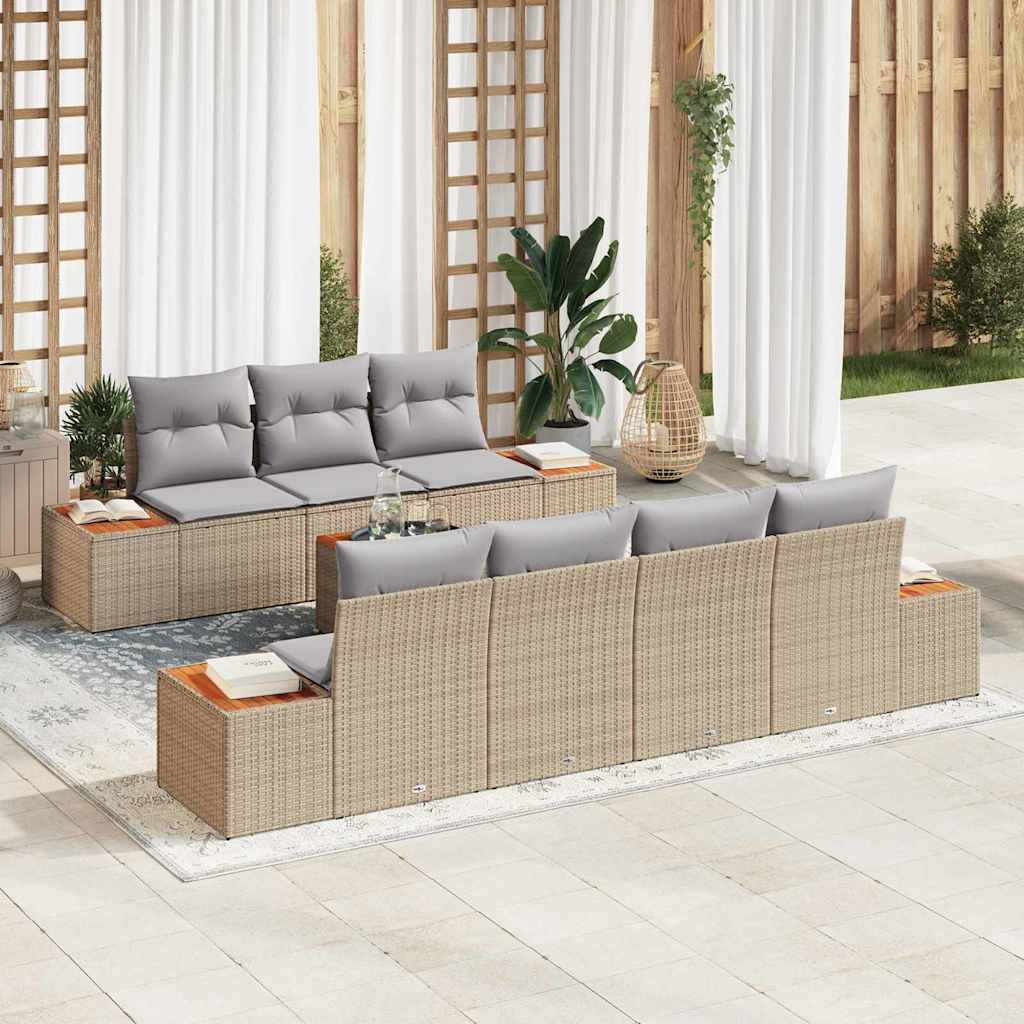 Tuinbankenset met kussen 8 pcs Beige Poly riet is nu te koop bij PeponiXL, paradijselijk wonen!