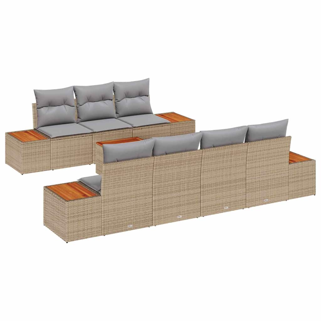 Tuinbankenset met kussen 8 pcs Beige Poly riet is nu te koop bij PeponiXL, paradijselijk wonen!