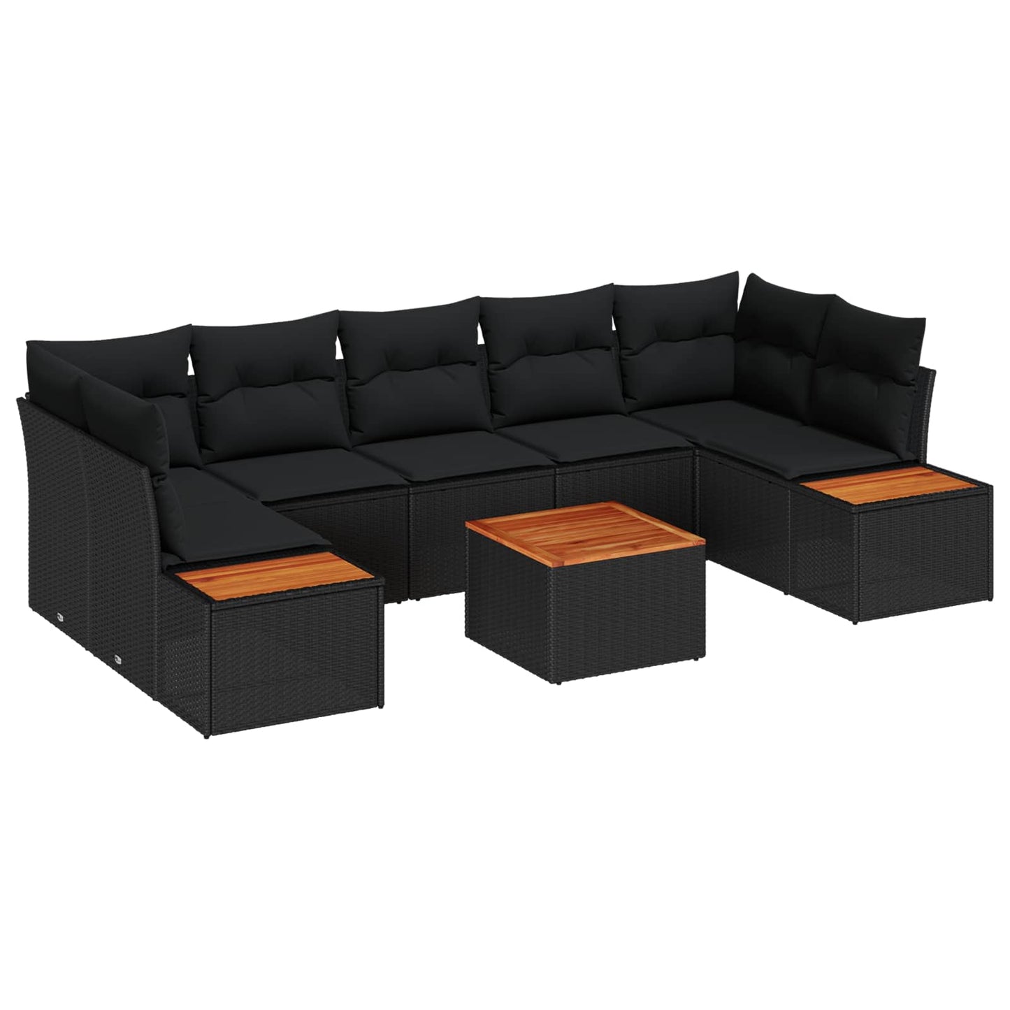 Tuinbankenset met kussen 8 pcs Zwart Poly riet is nu te koop bij PeponiXL, paradijselijk wonen!