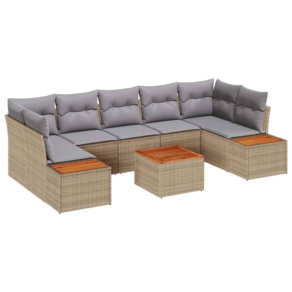 Tuinbankenset met kussen 8 pcs Beige Poly riet is nu te koop bij PeponiXL, paradijselijk wonen!