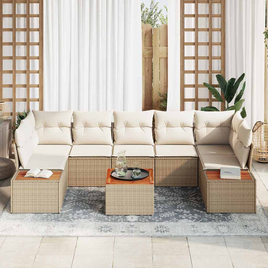 Tuinbankenset met kussen 8 pcs Beige Poly riet is nu te koop bij PeponiXL, paradijselijk wonen!