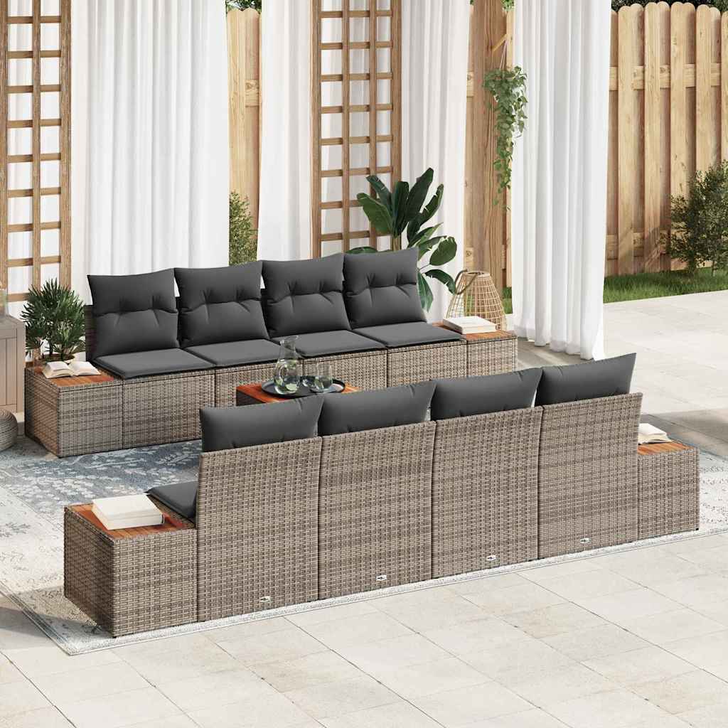 Tuinbankenset met kussen 9 pcs Grijs Poly riet is nu te koop bij PeponiXL, paradijselijk wonen!