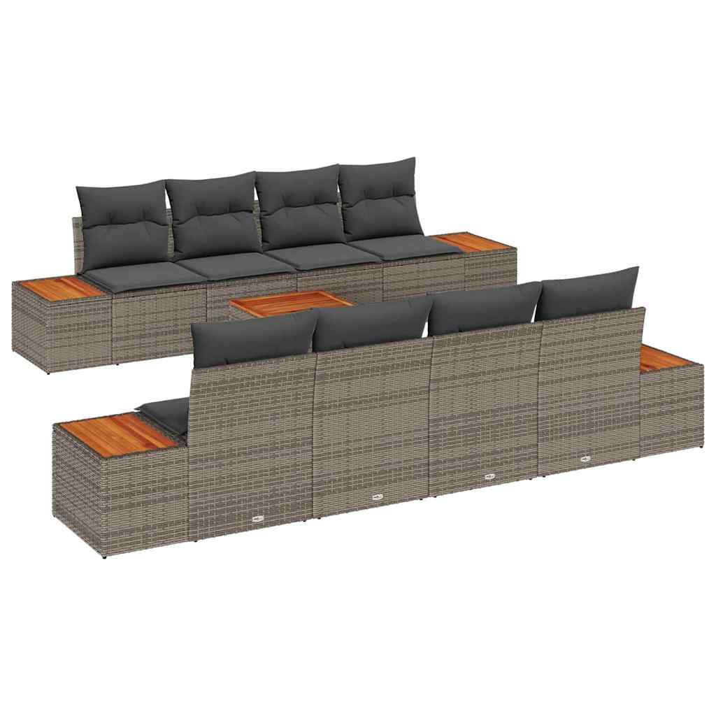 Tuinbankenset met kussen 9 pcs Grijs Poly riet is nu te koop bij PeponiXL, paradijselijk wonen!