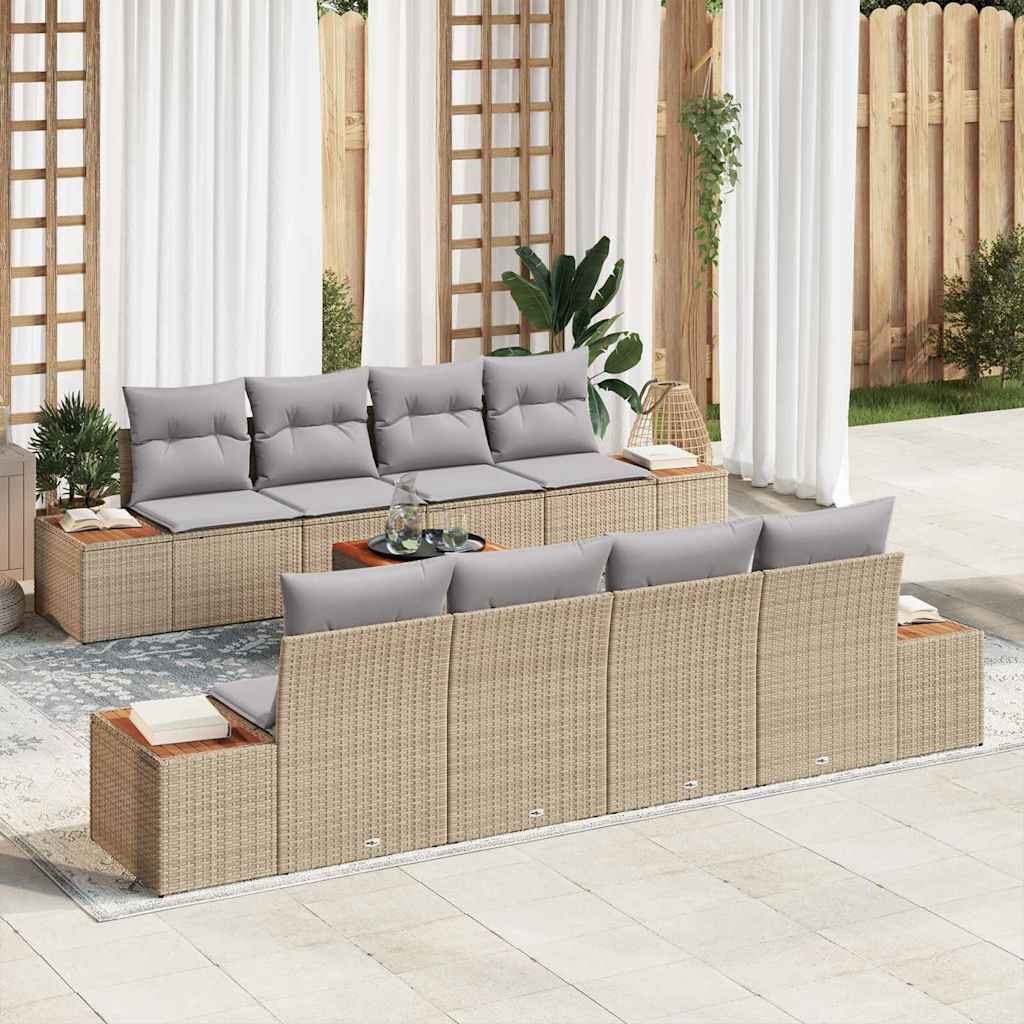 Tuinbankenset met kussen 9 pcs Beige Poly riet is nu te koop bij PeponiXL, paradijselijk wonen!