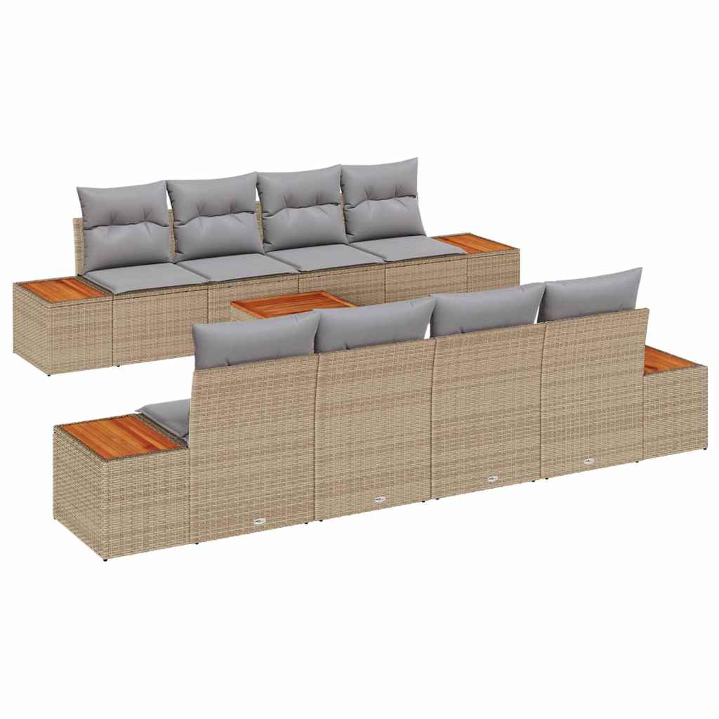 Tuinbankenset met kussen 9 pcs Beige Poly riet is nu te koop bij PeponiXL, paradijselijk wonen!