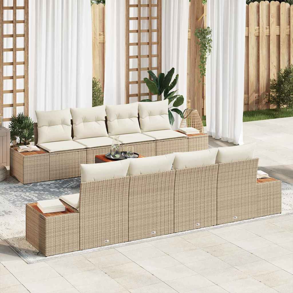 Tuinbankenset met kussen 9 pcs Beige Poly riet is nu te koop bij PeponiXL, paradijselijk wonen!