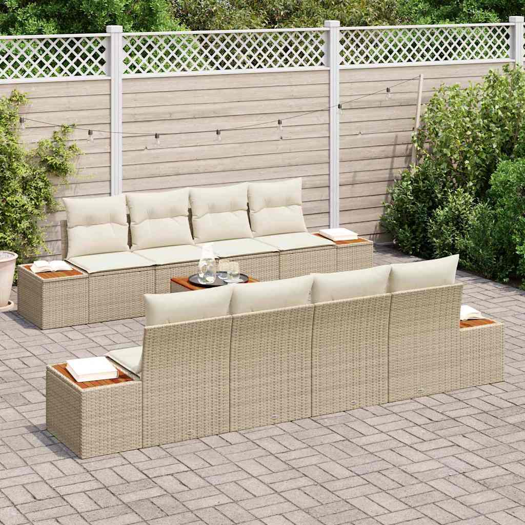 Tuinbankenset met kussen 9 pcs Beige Poly riet is nu te koop bij PeponiXL, paradijselijk wonen!