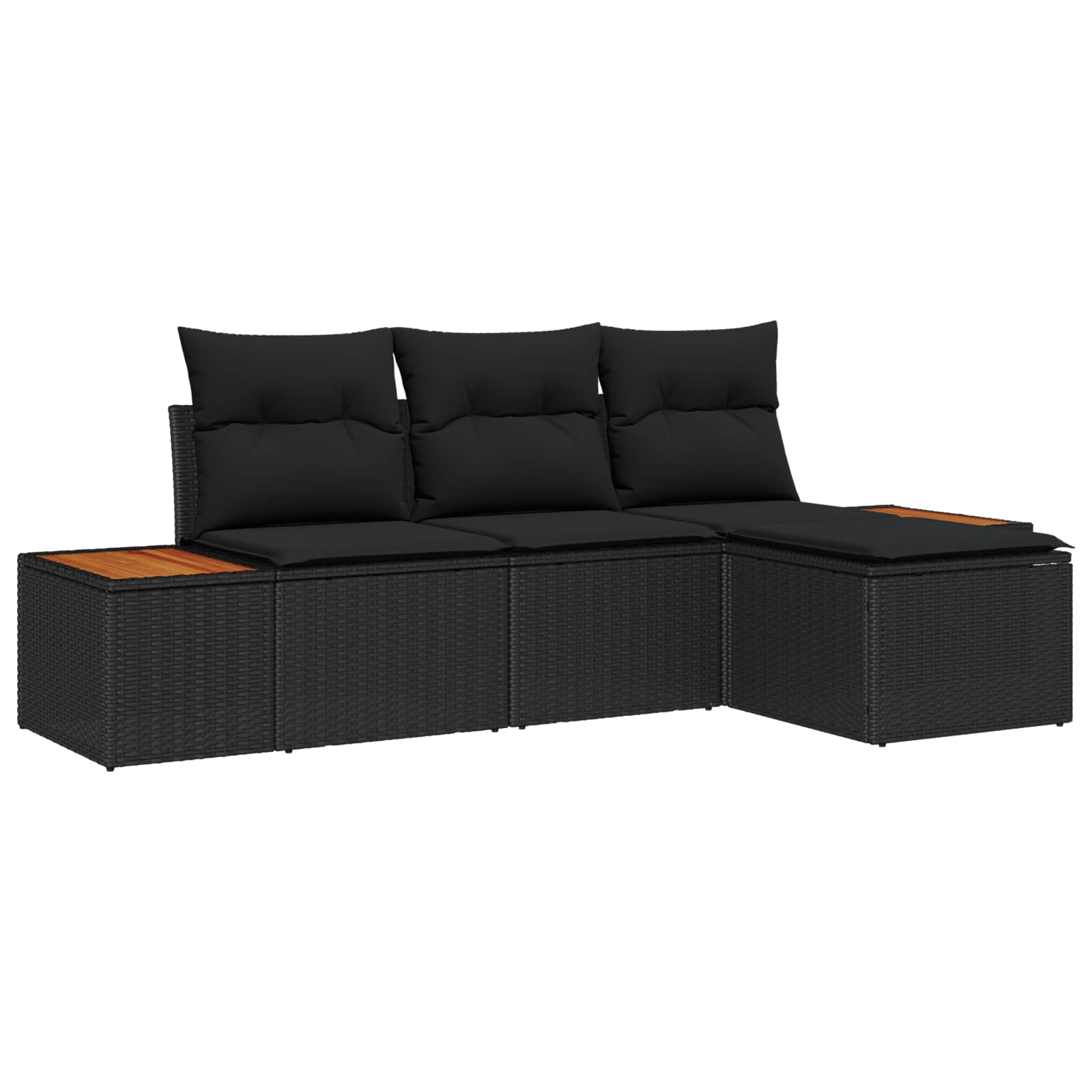 Tuin Sofa Set met kussen met kussen 4 pcs Zwart poly rattan is nu te koop bij PeponiXL, paradijselijk wonen!