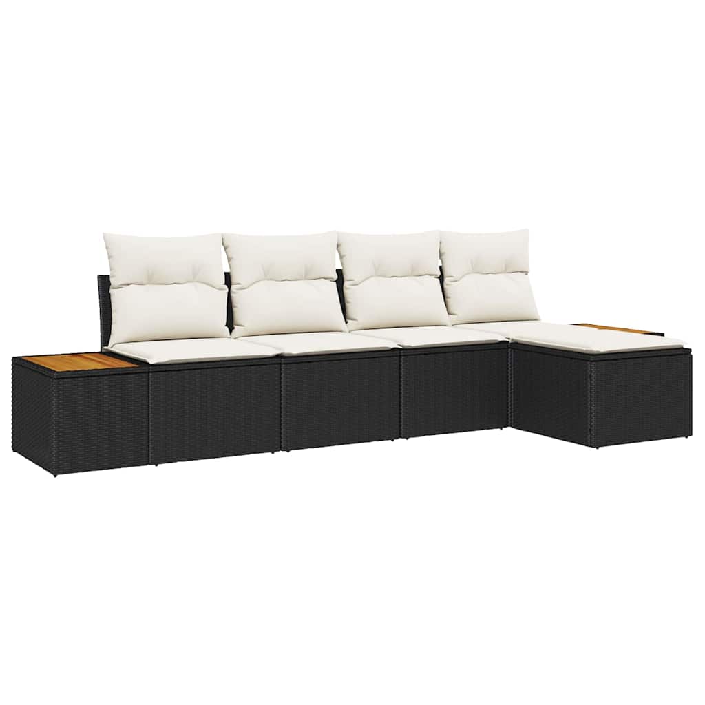 Tuinbankenset met kussen 5 pcs Zwart Poly riet is nu te koop bij PeponiXL, paradijselijk wonen!