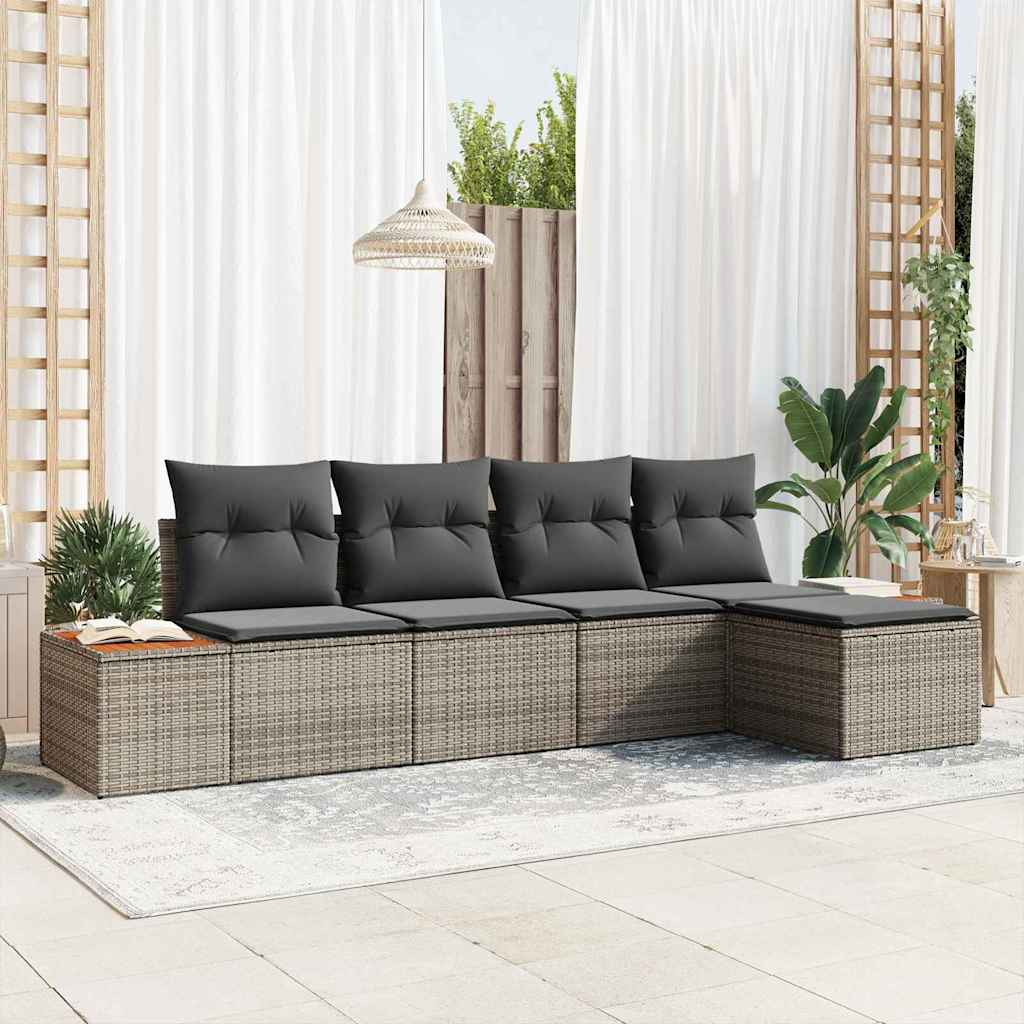 Tuinbankenset met kussen 5 pcs Grijs Poly riet is nu te koop bij PeponiXL, paradijselijk wonen!