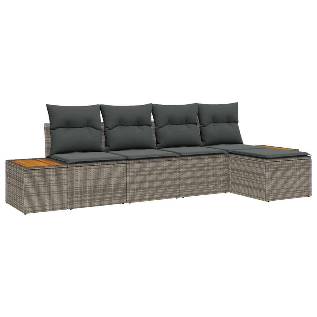 Tuinbankenset met kussen 5 pcs Grijs Poly riet is nu te koop bij PeponiXL, paradijselijk wonen!