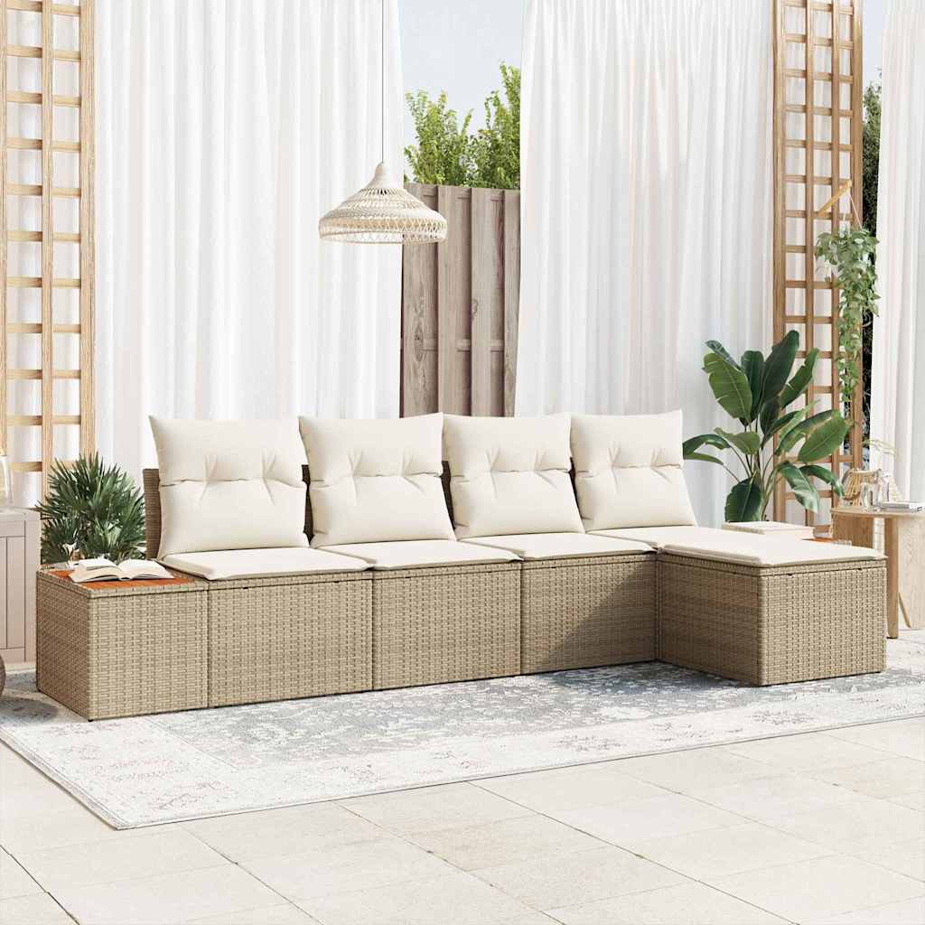 Tuinbankenset met kussen 5 pcs Beige Poly riet is nu te koop bij PeponiXL, paradijselijk wonen!