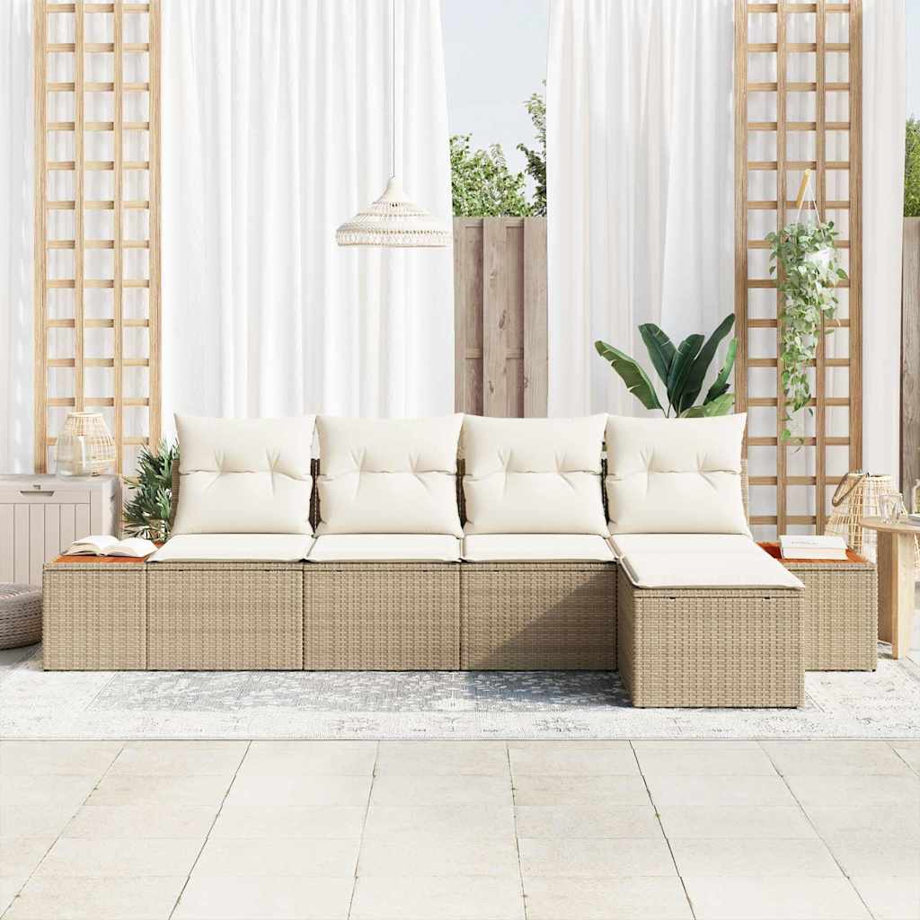 Tuinbankenset met kussen 5 pcs Beige Poly riet is nu te koop bij PeponiXL, paradijselijk wonen!