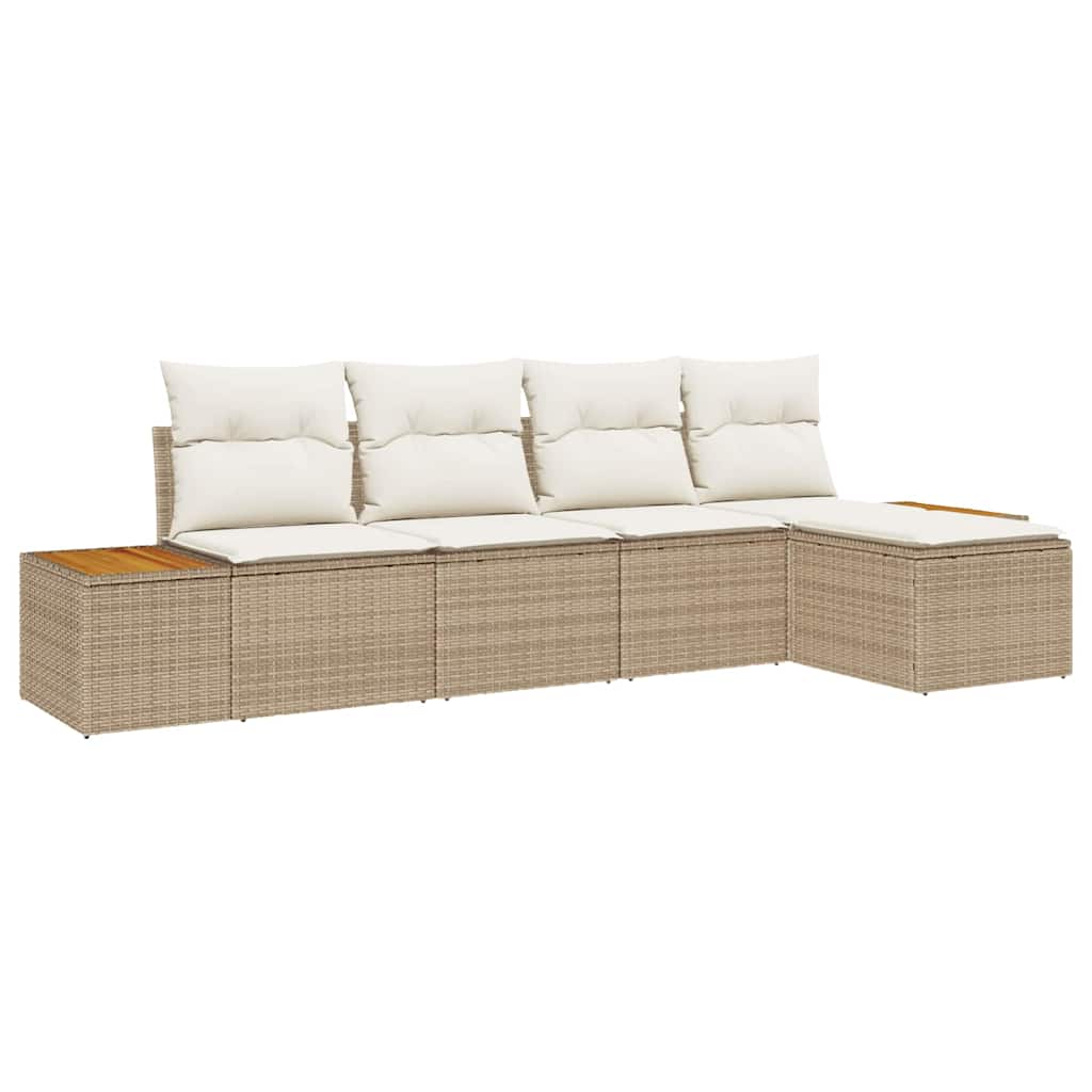 Tuinbankenset met kussen 5 pcs Beige Poly riet is nu te koop bij PeponiXL, paradijselijk wonen!