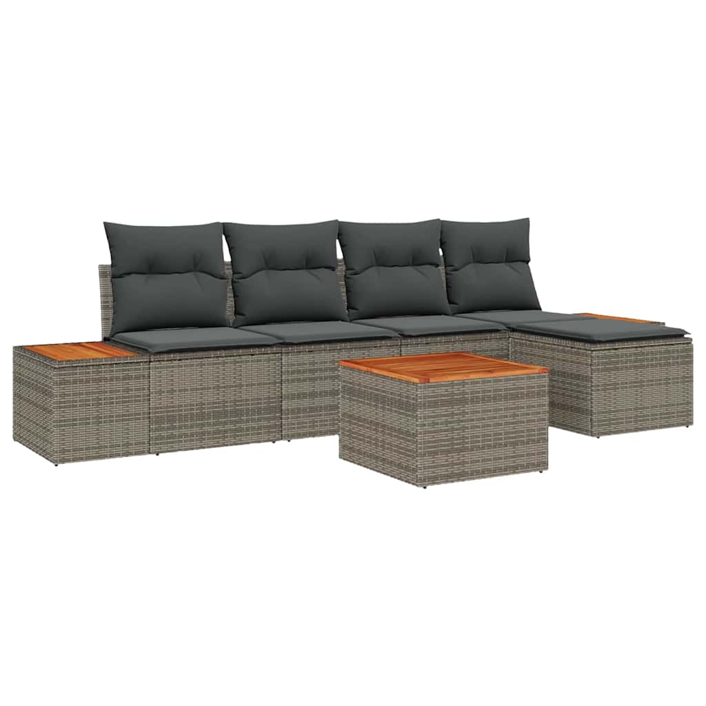 Tuinbankenset met kussen 6 pcs Grijs Poly riet is nu te koop bij PeponiXL, paradijselijk wonen!