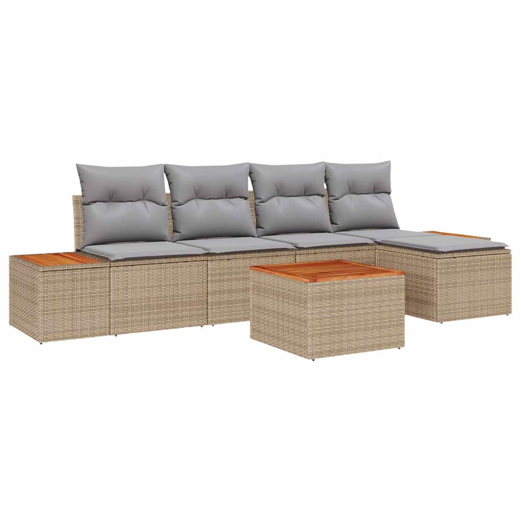Tuinbankenset met kussen 6 pcs Beige Poly riet is nu te koop bij PeponiXL, paradijselijk wonen!