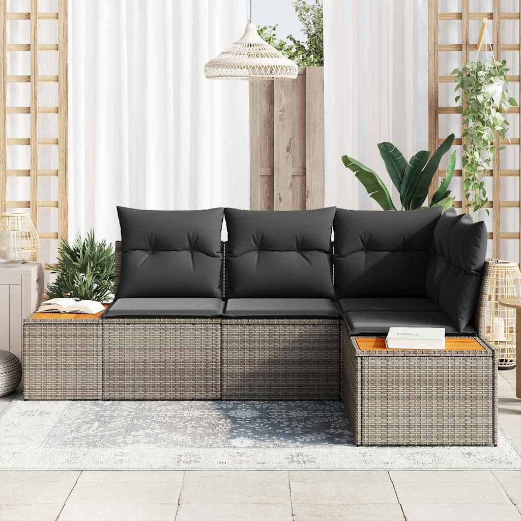 Tuinbankenset met kussen 5 pcs Beige Poly riet is nu te koop bij PeponiXL, paradijselijk wonen!