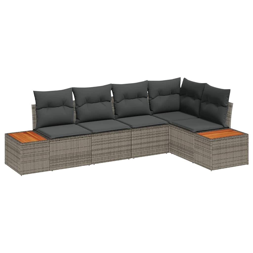 Tuinbankenset met kussen 5 pcs Grijs Poly riet is nu te koop bij PeponiXL, paradijselijk wonen!