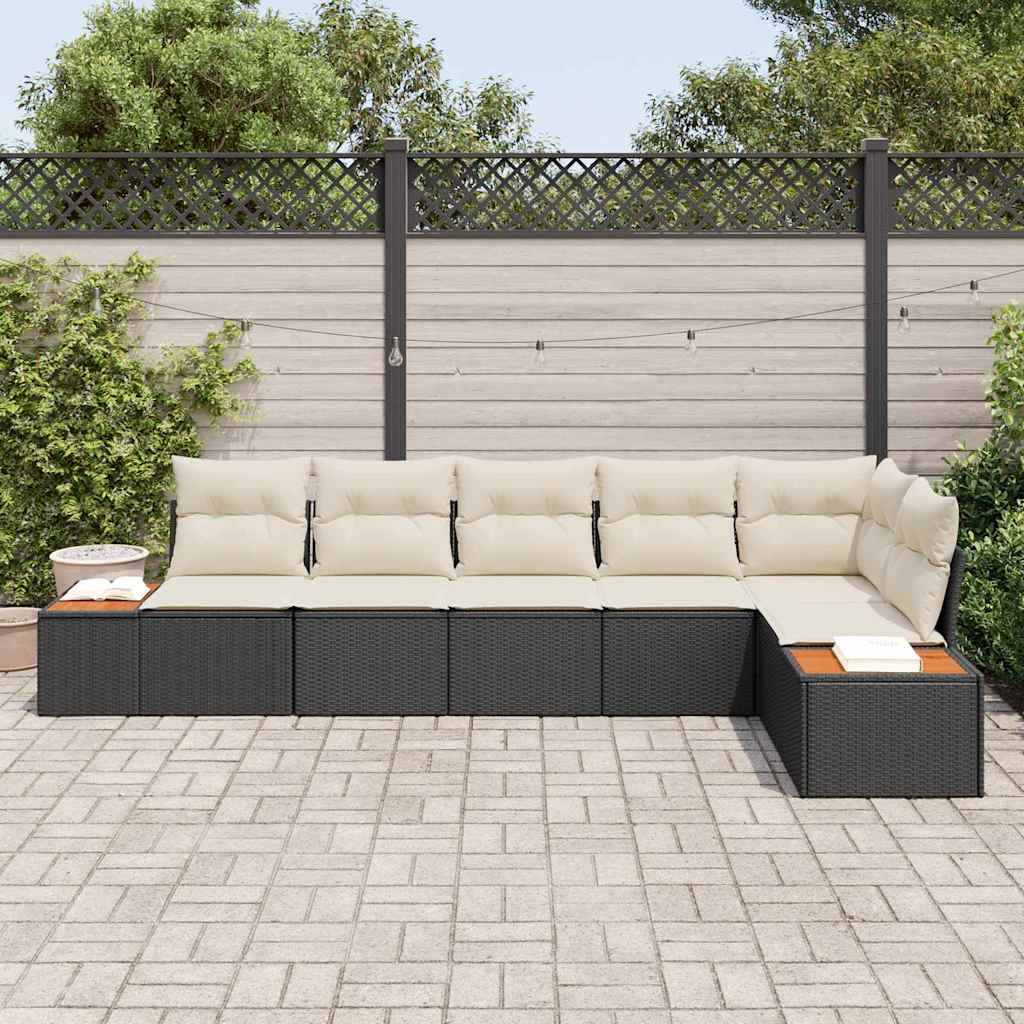 Tuinbankenset met kussen 6 pcs Zwart Poly riet is nu te koop bij PeponiXL, paradijselijk wonen!