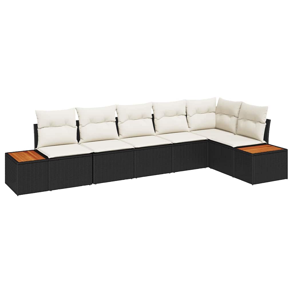 Tuinbankenset met kussen 6 pcs Zwart Poly riet is nu te koop bij PeponiXL, paradijselijk wonen!